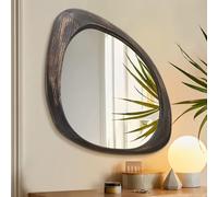 AAZZKANG Grande specchio da parete con cornice in legno retrò, specchio decorativo irregolare da appendere per bagno, camera da letto, soggiorno, ingresso, 65 x 45 cm