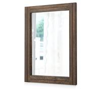 AAZZKANG Grande specchio da parete rustico, rettangolare, decorativo, in legno, 71,1 x 50,8 cm, con cornice per camera da letto, soggiorno, bagno, marrone retrò