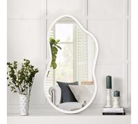 AAZZKANG Piccolo specchio Insieme con telaio in legno irregolare decorativo specchio bianco per camera da letto spogliatoio soggiorno bagno ingresso