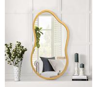AAZZKANG Piccolo specchio irregolare Insieme con cornice in legno specchio da parete irregolare decorare per camera da letto spogliatoio soggiorno bagno ingresso dorato