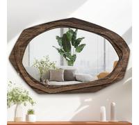 AAZZKANG Specchi asimmetrici da parete grandi con cornice in legno retrò, specchi irregolari da appendere per bagno, camera da letto, soggiorno, ingresso, 70 x 45 cm