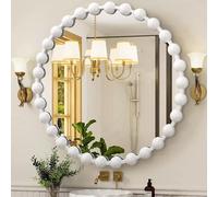 AAZZKANG Specchi circolari da parete con cornice sferica in metallo, grande specchio rotondo bianco, decorativo per bagno, camera da letto, soggiorno, ingresso da appendere, 50 cm