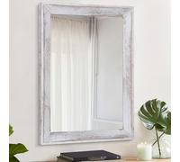 AAZZKANG Specchi da parete rustico in legno con cornice specchio decorativo fattoria camera da letto bagno appeso specchio decorazione da parete rettangolare bianco