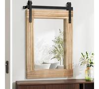 AAZZKANG Specchi rustici da parete rettangolare con cornice in legno, 75 x 55 cm, specchio verticale per camera da letto e bagno