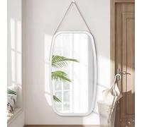 AAZZKANG Specchio da appendere, grande, 77 x 44 cm, rustico, per parete, rettangolare, con cornice in legno, per camera da letto, soggiorno, ingresso, bianco