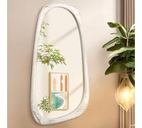 AAZZKANG Specchio da parete con cornice in legno irregolare, grande, 70 x 40 cm, asimmetrico, decorativo, per bagno, camera da letto, spogliatoio, soggiorno, corridoio