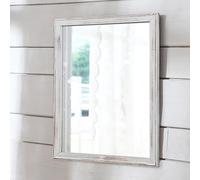 AAZZKANG Specchio da parete grande rustico con cornice in legno rettangolare decorativo per casa colonica camera da letto bagno specchi da bagno decorazione da parete 50 x 40 cm bianco