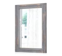 AAZZKANG - Specchio da parete rettangolare rustico con cornice in legno, grande, 66x45,5 cm, per casa colonica, bagno, soggiorno, camera da letto, grigio