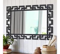 AAZZKANG Specchio decorativo da parete con cornice in legno, grande, 65 x 45 cm, moderno, rettangolare, da appendere, per camera da letto, soggiorno, bagno, corridoio, ingresso, nero