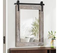 AAZZKANG Specchio in legno rettangolare decorativo rustico da parete con cornice per camera da letto, soggiorno, bagno, 50 x 40 cm