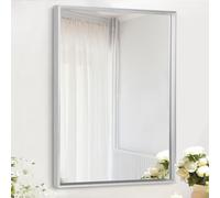 AAZZKANG Specchio rettangolare con cornice in metallo, specchio decorativo moderno per camera da letto, bagno, specchio cosmetico verticale o orizzontale, argento 50 x 40 cm