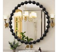 AAZZKANG Specchio rotondo da parete nero con cornice in metallo con perline specchi decorativi grandi 60 cm per camera da letto, soggiorno, bagno, ingresso corridoio cerchio