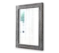 AAZZKANG Specchio rustico da parete con cornice in legno, 50 x 40 cm, rettangolare, decorativo, per camera da letto, bagno, specchio vintage, grigio scuro, 50 x 40 cm