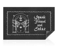 AAZZKANG Grande tappetino per porta d'ingresso, con retro in gomma antiscivolo, assorbe rapidamente il fango, facile da pulire, con scritta "Speak Friend and Enter", 60 x 90 cm