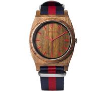 AB AETERNO "Journey Red Legno Noce Swiss Quarzo Rosso Ipoallergenico Tessuto NATO Blu Unisex Orologio