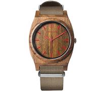 AB AETERNO "Journey Red Legno Noce Swiss Quarzo Rosso Ipoallergenico Tessuto NATO Sabbia Unisex Orologio