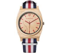 AB AETERNO "Route Red White Legno Acero Swiss Quarzo Rosso Ipoallergenico Tessuto NATO Unisex Orologio