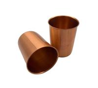 AB India Crafts Ayurveda Bicchiere di rame, set di 2, bicchiere premium in rame 99,9% puro, 250 ml Bicchieri ayurvedici per l'acqua, fatto a mano in India, bicchiere tradizionale in rame (semplice)