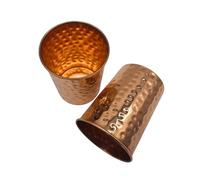 AB India Crafts Set di 2 bicchieri in rame - 200 ml - rame puro 99,9% - design martellato - fatto a mano dall'India - bere ayurvedico, bicchiere d'acqua, idea regalo