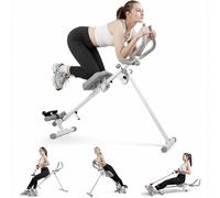 BAKAJI Ab Machine Attrezzatura per Fitness Multiuso Pieghevole con Chiusura Salvaspazio, Vogatore, Macchina per Addominali, Cruncher, Attrezzatura da Palestra in Casa per Home Gym (Grigio)