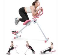 BAKAJI Ab Machine Attrezzatura per Fitness Multiuso Pieghevole con Chiusura Salvaspazio, Vogatore, Macchina per Addominali, Cruncher, Attrezzatura da Palestra in Casa per Home Gym (Rosa)