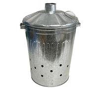 AB Tools Grande inceneritore galvanizzato per rifiuti da giardino + coperchio per foglie e rifiuti, 1 pezzo