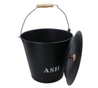 AB Tools Secchio per ceneri in metallo da 12 litri, con coperchio, per caminetto, pattumiera per carbone