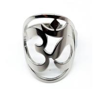 AB Viking Crafts Anello da dito Mantra Om Aum Symbol One Size aperto in acciaio inox in scatola portagioie | Spiritualità Yoga Buddismo, misura unica, cartone