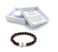 AB Viking Crafts Braccialetto con gemma ossidiana in mogano fatto a mano con angelo custode in confezione regalo | felicità amore energia famiglia
