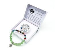 AB Viking Crafts Braccialetto con segno zodiacale, in confezione regalo, protezione fortuna, amore, energia, avventurina, 18 cm