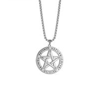 AB Viking Crafts Ciondolo in acciaio inox pentagramma Wicca stella in cerchio runico con catena in scatola portagioie | Verità magia paganesimo, Acciaio inossidabile