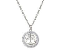 AB Viking Crafts Yggdrasil - Ciondolo decorativo a forma di albero della vita con catena in acciaio inox certificato, colore argento, in scatola portagioie | Albero del mondo famiglia felicità, 2,5 x