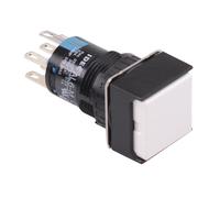 AB6Q-A2PWC Interruttore Pulsante Quadrato 16mm Autoritenuta Bianco IP65 DPDT