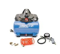 ABAC EASE-AIR 6 Compressore d'Aria Portatile Silenzioso 49dB, senza olio, pressione massima 8 bar, potenza 0,75 Hp, serbatoio 6 litre (include pistola di gonfiaggio, tubo a spirale e kit di 3 ugelli)