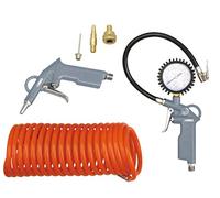 ABAC Kit Accessori per Compressore 6 Pezzi G-813, Inclusi Gonfiagomme con Manometro, Pistola di Soffiaggio, Tubo a Spirale 5 m, 3 Punte di Gonfiaggio, Pressione Max 8 Bar