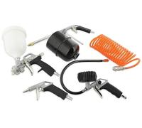 ABAC Kit Accessori per Compressore 8 Pezzi G-810P, Inclusi Gonfiagomme con Manometro, Pistola di Soffiaggio, Pistola a Spruzzo di Vernice 600ml, Pistola di Lavaggio 900ml, Tubo a Spirale 5 m