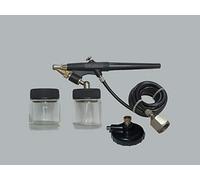 ABAC Kit Aerografo G-520, Aerografo Piccolo con 2 Serbatoi per Vernice, Tubo Flessibile da 1,5 m, Adattatore Bomboletta d'Aria Compressa, Nero