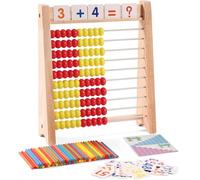 Abaco di legno con 100 bastoncini di conteggio e carte numeriche da 1 a 100, Pallottoliere per bambini, Pallottoliere Classico di Legno con 100 Palline Colorate, Regalo per Bambine e Bambini di Anni