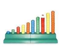 Abaco multibase scalare 10 aste con 2 basi insegnamento matematica sussidio didattico scuole elementare 60 pezzi 1-4-6-10 in plastica e con valigetta