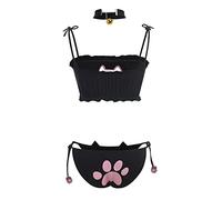ABAFIP Costume da bagno da donna carino Kawaii anime gatto gattino set micro bikini strappy piccolo reggiseno mini mutandine estremo costume da bagno
