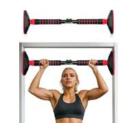 Abahub Barra per Trazioni da Porta con Blocco di Sicurezza, Senza Viti, Regolabile 72-105cm - Sbarra Trazioni Porta per Allenamento Casa, Pull Up, Fino a 120kg - Nero/Rosso