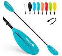 Abahub Pagaia Kayak Carbonio 2 Pezzi Doppia Remi Kayak Paddle 230cm con Linea di pagaie per Kayak Canottaggio Canoa, Albero in Carbonio, Lama di plastica Nero/Bianco/Rosso/Blu/Verde/Arancio/Giallo
