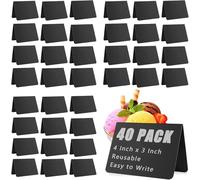 Abaigeal 40 mini lavagne nere da 10 x 7,5 cm, etichette per alimenti per feste di buffet, piccola lavagna da tavolo per matrimoni, buffet, compleanni, panetteria
