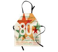 ABAKUHAUS 80th Birthday Grembiule, Mondiale Buon Compleanno, Comodo per la Cucina Unisex con Collo Regolabile per Cucinare Cuocere Arrostire e Giardinaggio, Pallido Vermilion e Green