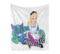 ABAKUHAUS Alice nel paese delle meraviglie Coperta di flanella in pile, Amore, felicità, peluche per uso interno ed esterno, 125 x 175 cm,Multicolore