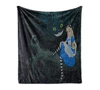 ABAKUHAUS Alice nel paese delle meraviglie Coperta di flanella in pile, Fairytale bambini, peluche per uso interno ed esterno, 125 x 175 cm,Multicolore