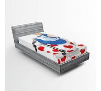 ABAKUHAUS Alice nel Paese delle Meraviglie Lenzuolo con Angoli, Alice con la Coppa, Morbido Tessuto Decorativo da Letto Tasca Elastica a Tutto Tondo, 90 x 190 cm, Multicolore