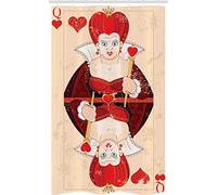 ABAKUHAUS Alice nel Paese delle Meraviglie Tenda da Doccia Stalla Carte Regina, Set per Il Bagno in Tessuto con Ganci, 120 cm x 180 cm, Rosso-Marrone Ecru