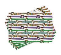 ABAKUHAUS Amante dei Cani Tovaglietta Americana Set di 4, Bassotti in Abiti, Tovagliette in Tessuto Lavabile per Tavolo da Pranzo Cena, Multicolore