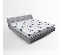 ABAKUHAUS Ancora Lenzuolo con Angoli, Ancore e Skulls Ossa, Comodo e Morbido Tessuto Decorativo da Letto Tasca Elastica a Tutto Tondo, 140 x 200 cm, Blu